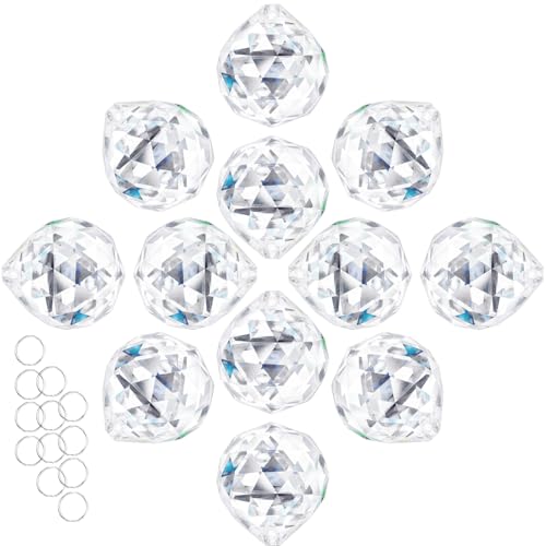 ZEERSHEE 30mm K9 Crystal Ball Prisms – 12-Pack of Clear Faceted Suncatchers for Weddings, DIY, and Home Decor