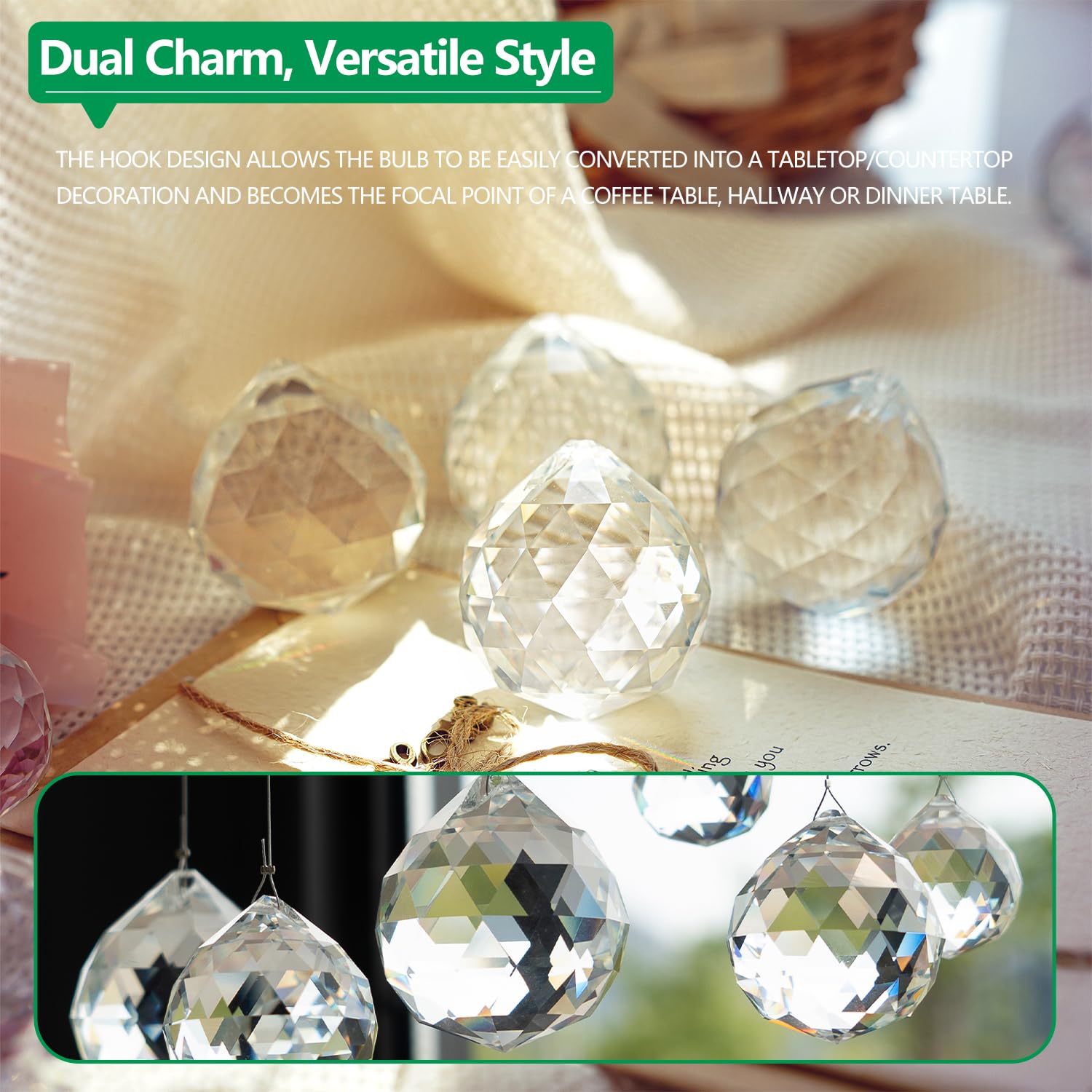 ZEERSHEE 30mm K9 Crystal Ball Prisms – 12-Pack of Clear Faceted Suncatchers for Weddings, DIY, and Home Decor
