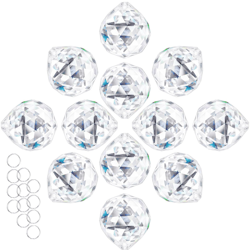 ZEERSHEE 30mm K9 Crystal Ball Prisms – 12-Pack of Clear Faceted Suncatchers for Weddings, DIY, and Home Decor