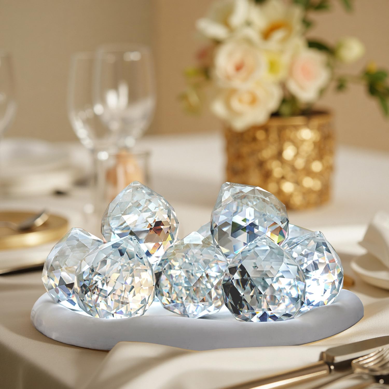 ZEERSHEE 30mm K9 Crystal Ball Prisms – 12-Pack of Clear Faceted Suncatchers for Weddings, DIY, and Home Decor