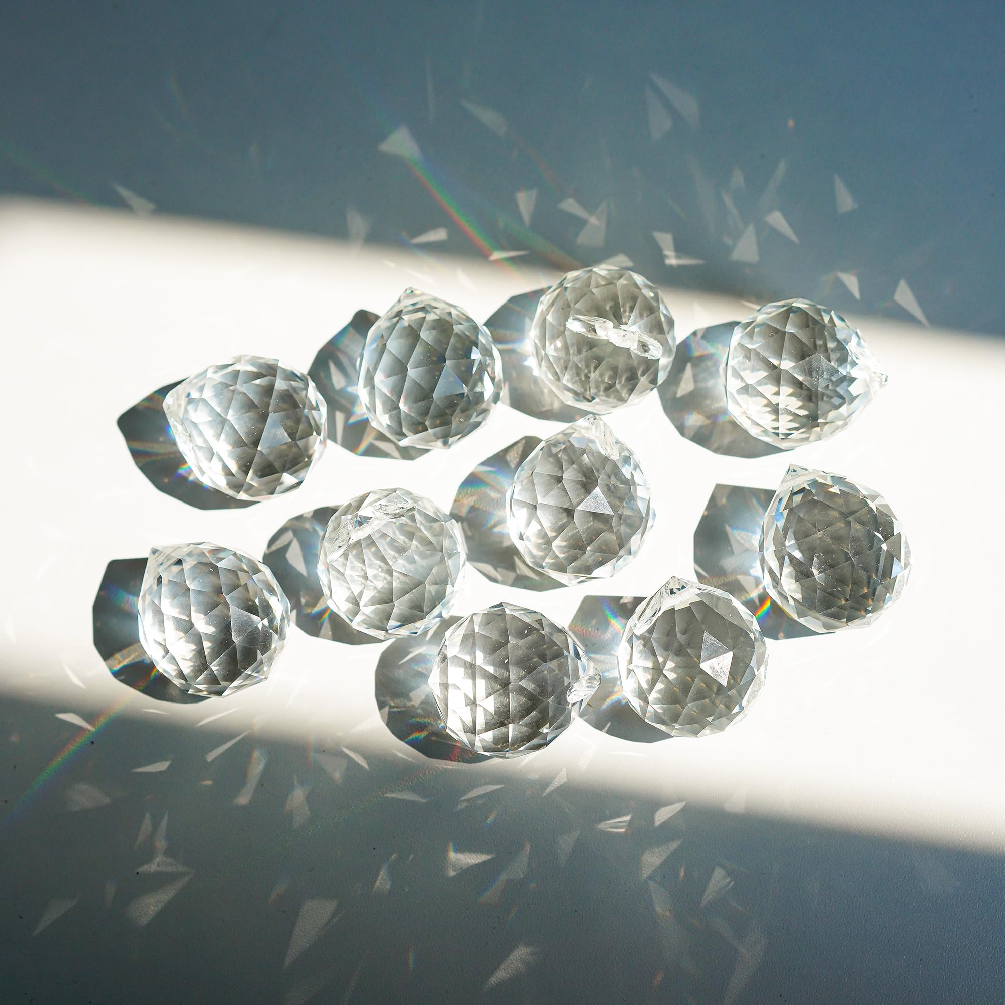 ZEERSHEE 30mm K9 Crystal Ball Prisms – 12-Pack of Clear Faceted Suncatchers for Weddings, DIY, and Home Decor