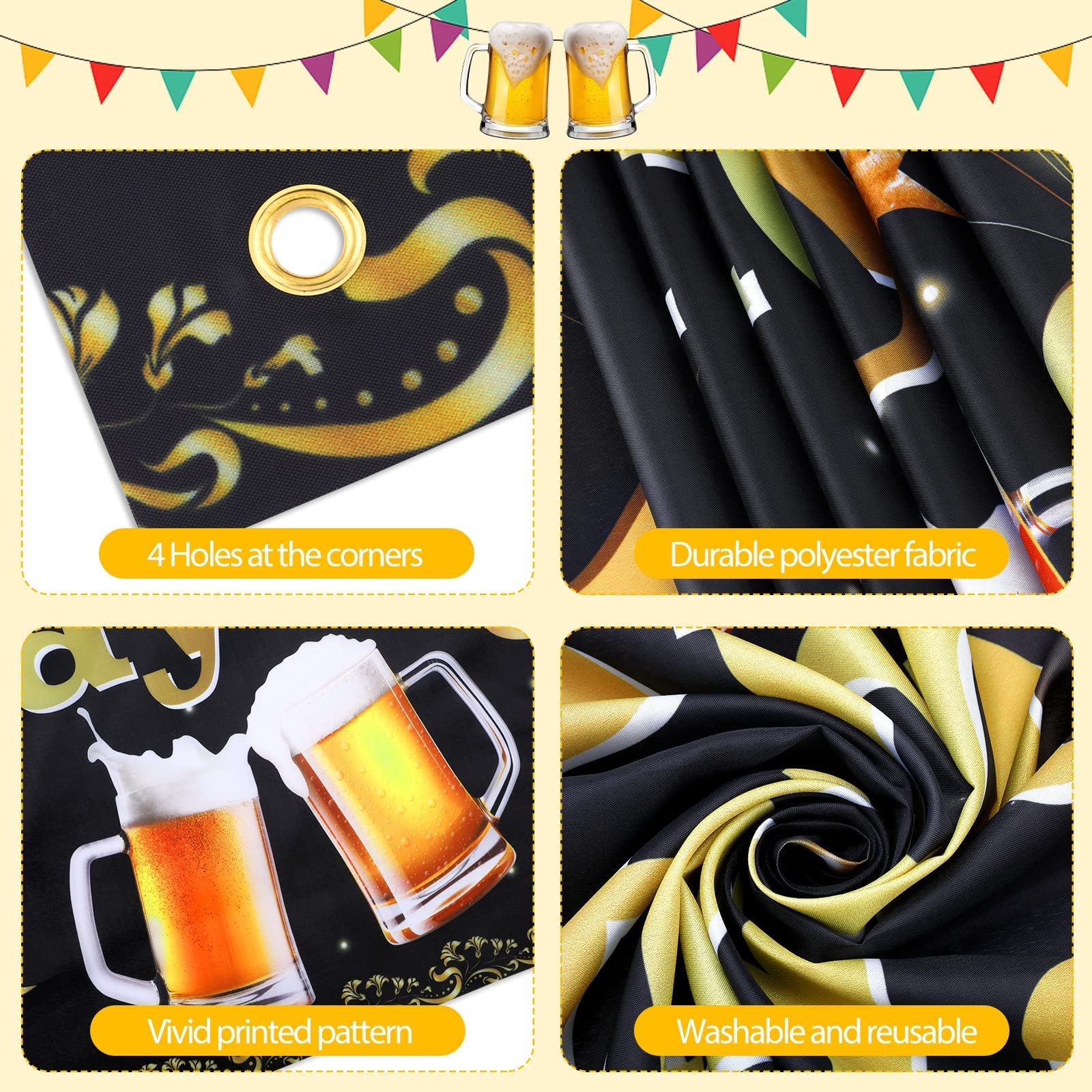 ZELARO Whiskey Birthday Banner - Aged to Perfection Backdrop for Men's Party, 70.8x43.3 Inch Polyester