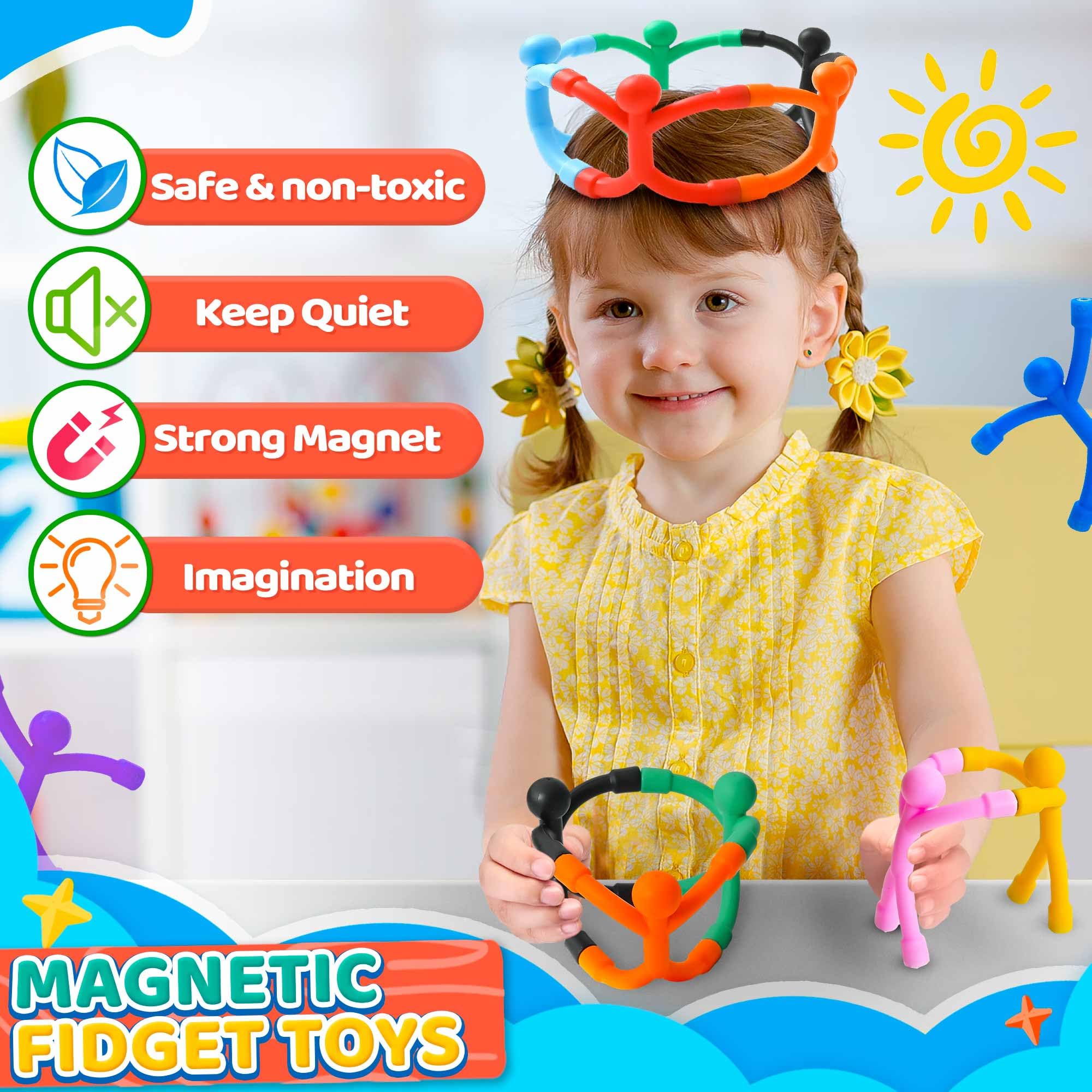 Zemobra Magnetic Travel Fidget Toys for Toddlers Kids – 10-Piece Bendable Silicone Magnet Set