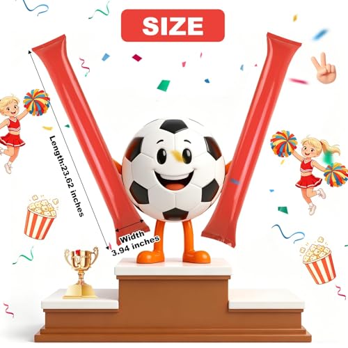 ZenNex 60-Pack Red Inflatable Thunder Sticks – Individually Wrapped PE Cheering Noise Makers for Sports, Parties & Celebrations