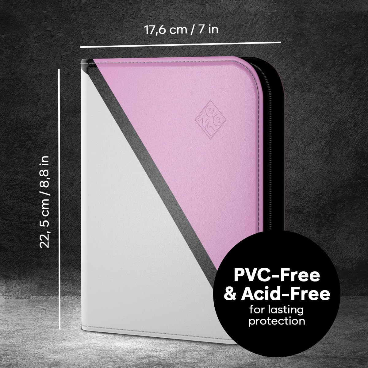 ZENO 4-Pocket Trading Card Binder – 400 Capacity, Top-Loading Sleeves, PU Leather Cover, Pink