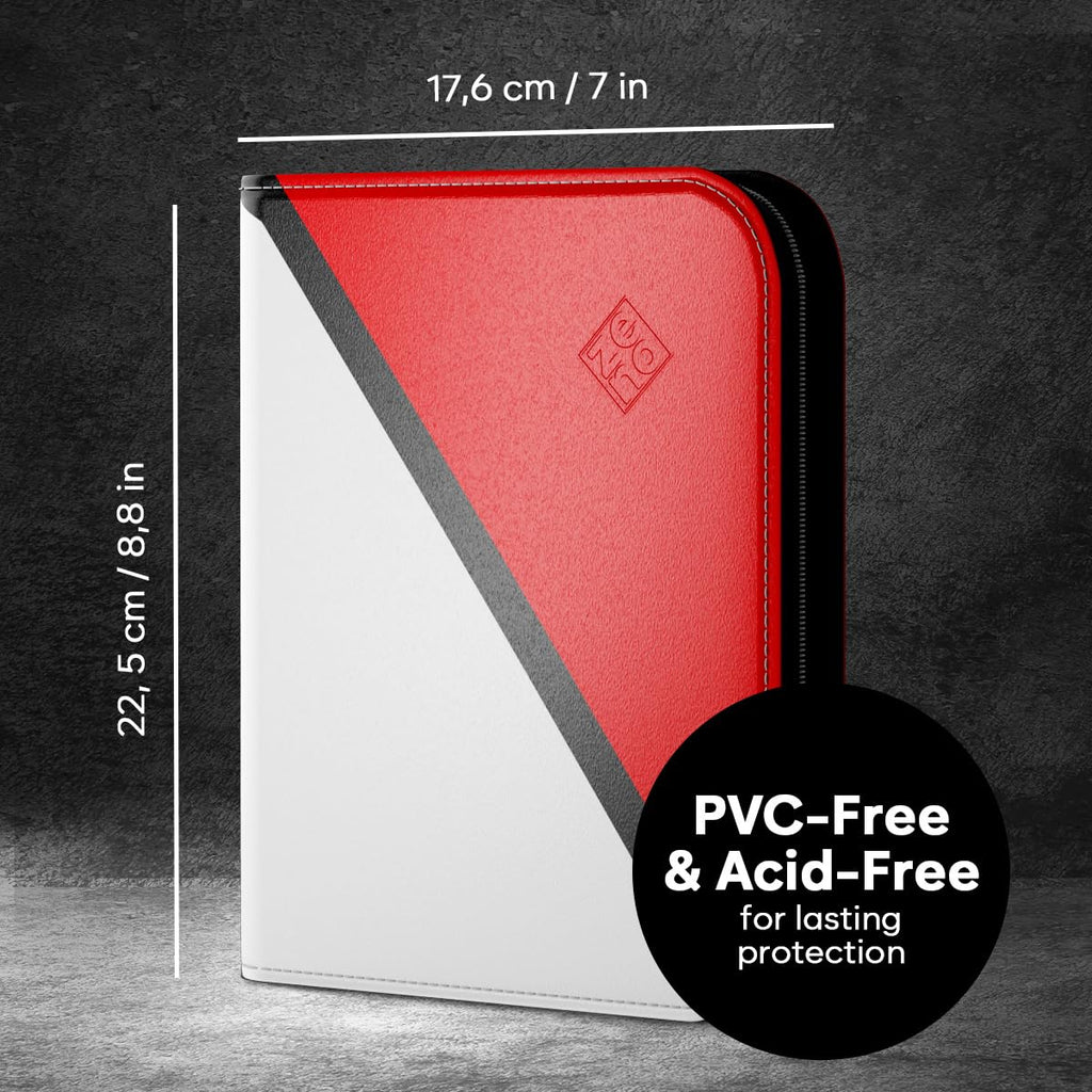 ZENO 4-Pocket Trading Card Binder – 400 Slots, Top-Loading, PU Leather Cover, Red