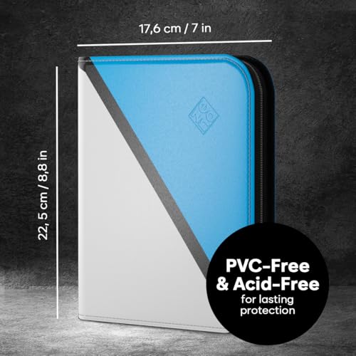 ZENO 4-Pocket Trading Card Binder – 50 Pages, 400 Slots, Top-Loading PU Leather Cover (Blue)