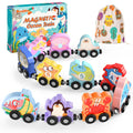 Zeoddler 11-Piece Magnetic Wooden Sea Animal Train Set for Toddlers – Montessori Educational Toy with Numbers 0-10