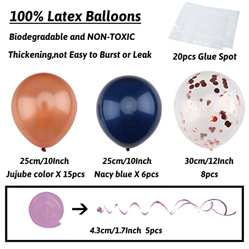ZERODECO Navy Blue & Rose Gold Birthday Party Decorations Kit – Banner, Pompoms, Balloons for Any Age