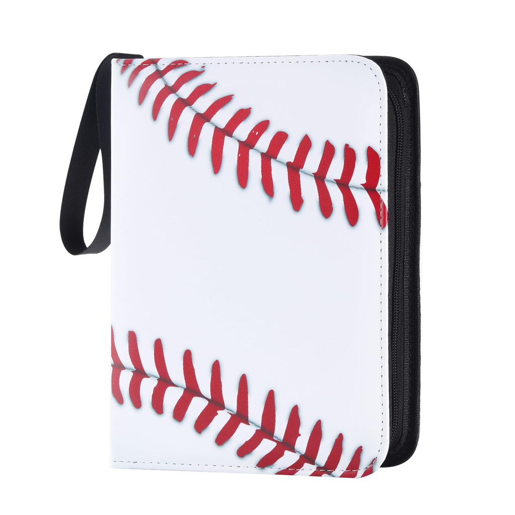 Zettokete 4-Pocket Baseball Card Binder - Holds 400 Cards, PU Leather, Zippered with Carry Handle