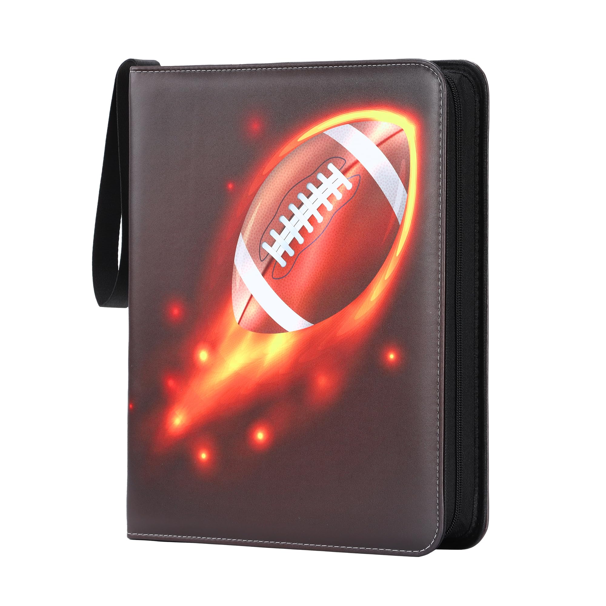 Zettokete Football Card Binder 4-Pocket – Holds 400 Cards, Zippered Album with Handle for Collectors