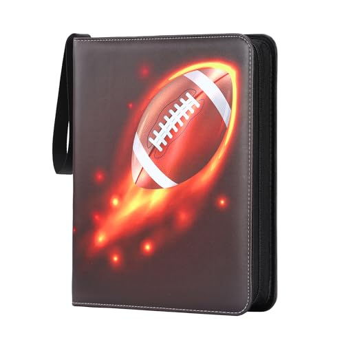 Zettokete Football Card Binder 4-Pocket – Holds 400 Cards, Zippered Album with Handle for Collectors