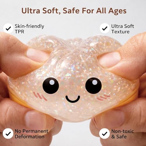 ZEXILILA White Glitter Dumpling Squishy Stress Ball – Slow Rising Anxiety Relief Toy with Storage Box