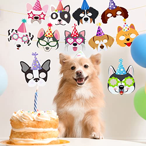 Zhanmai 12 Pack Dog Party Masks - Funny Felt Animal Masks for Kids & Adults, Puppy Themed Decorations