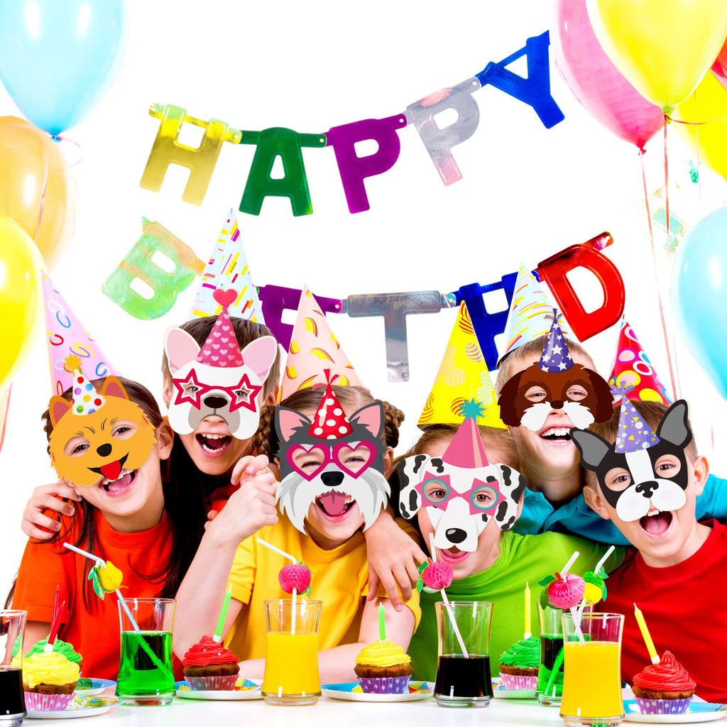 Zhanmai 12 Pack Dog Party Masks - Funny Felt Animal Masks for Kids & Adults, Puppy Themed Decorations