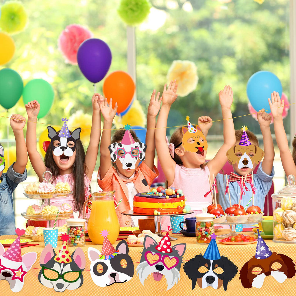 Zhanmai 12 Pack Dog Party Masks - Funny Felt Animal Masks for Kids & Adults, Puppy Themed Decorations