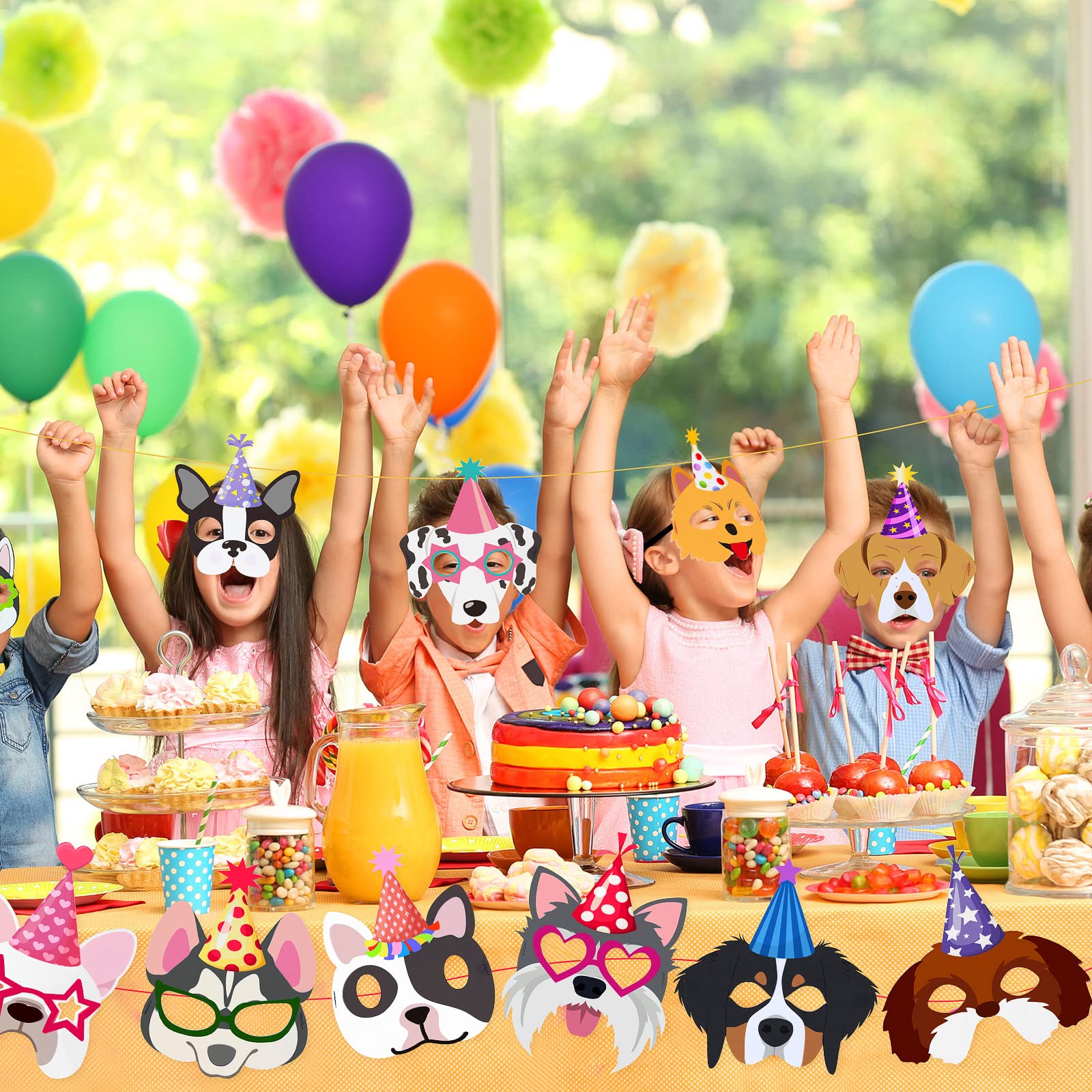 Zhanmai 12 Pack Dog Party Masks - Funny Felt Animal Masks for Kids & Adults, Puppy Themed Decorations