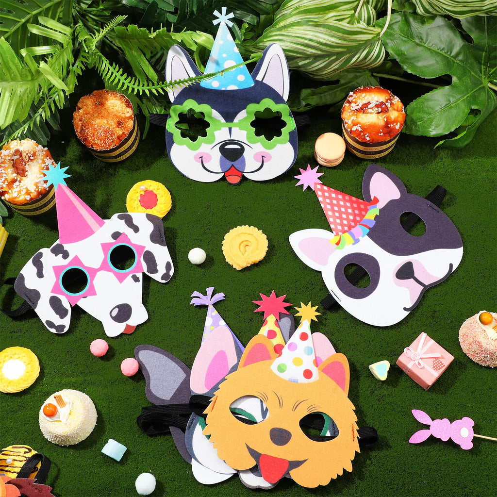 Zhanmai 12 Pack Dog Party Masks - Funny Felt Animal Masks for Kids & Adults, Puppy Themed Decorations