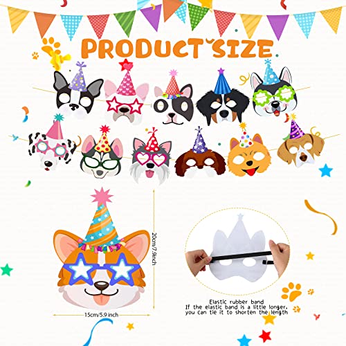 Zhanmai 12 Pack Dog Party Masks - Funny Felt Animal Masks for Kids & Adults, Puppy Themed Decorations
