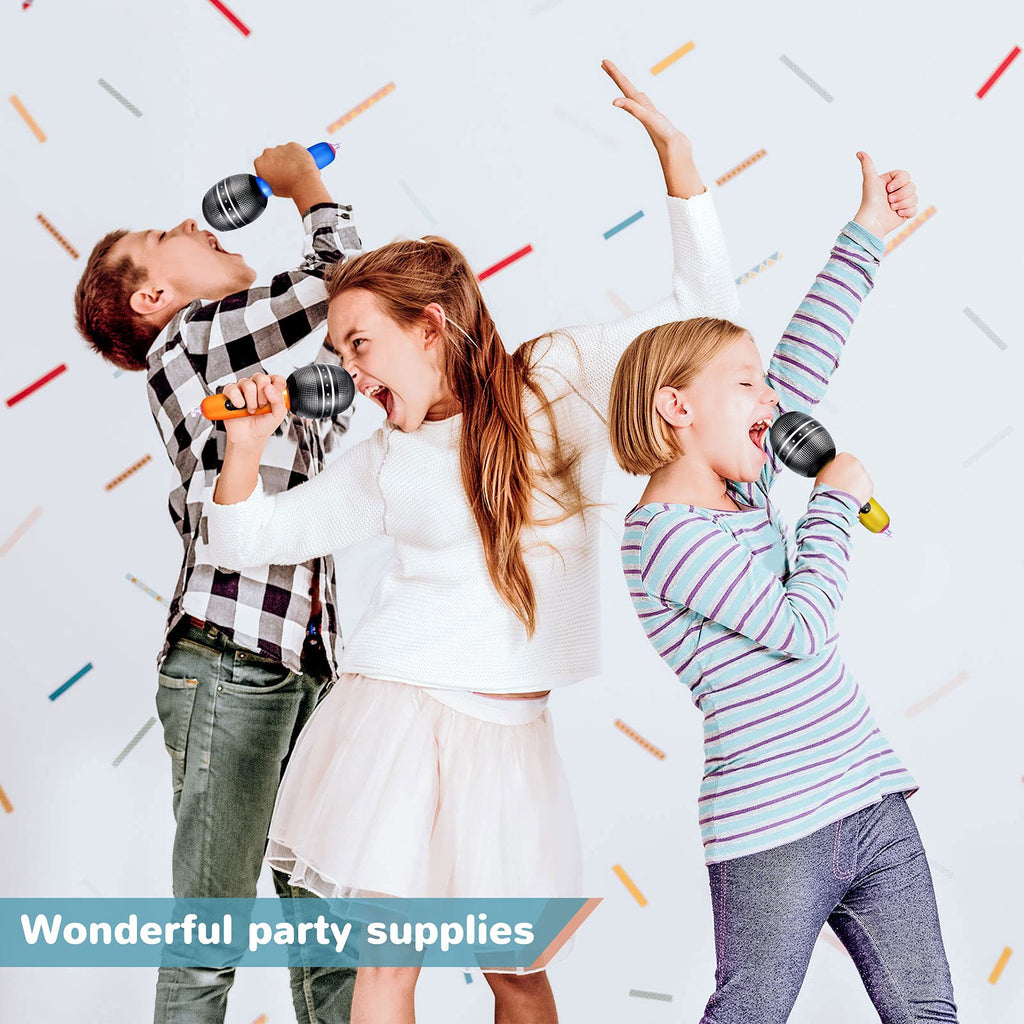 Zhanmai 12 Pack Inflatable Microphones 9.4 Inch Blow Up Fake Mic Props for Kpop Party Multicolor