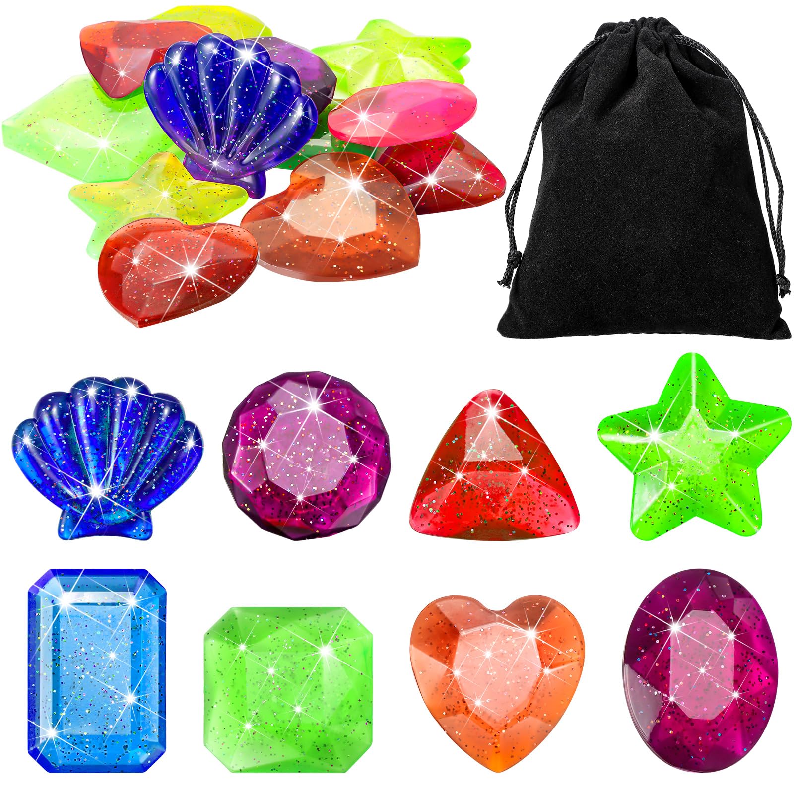 Zhanmai 16 Pack Diving Gems - Bright Sinking Pool Toys for Kids Summer Fun
