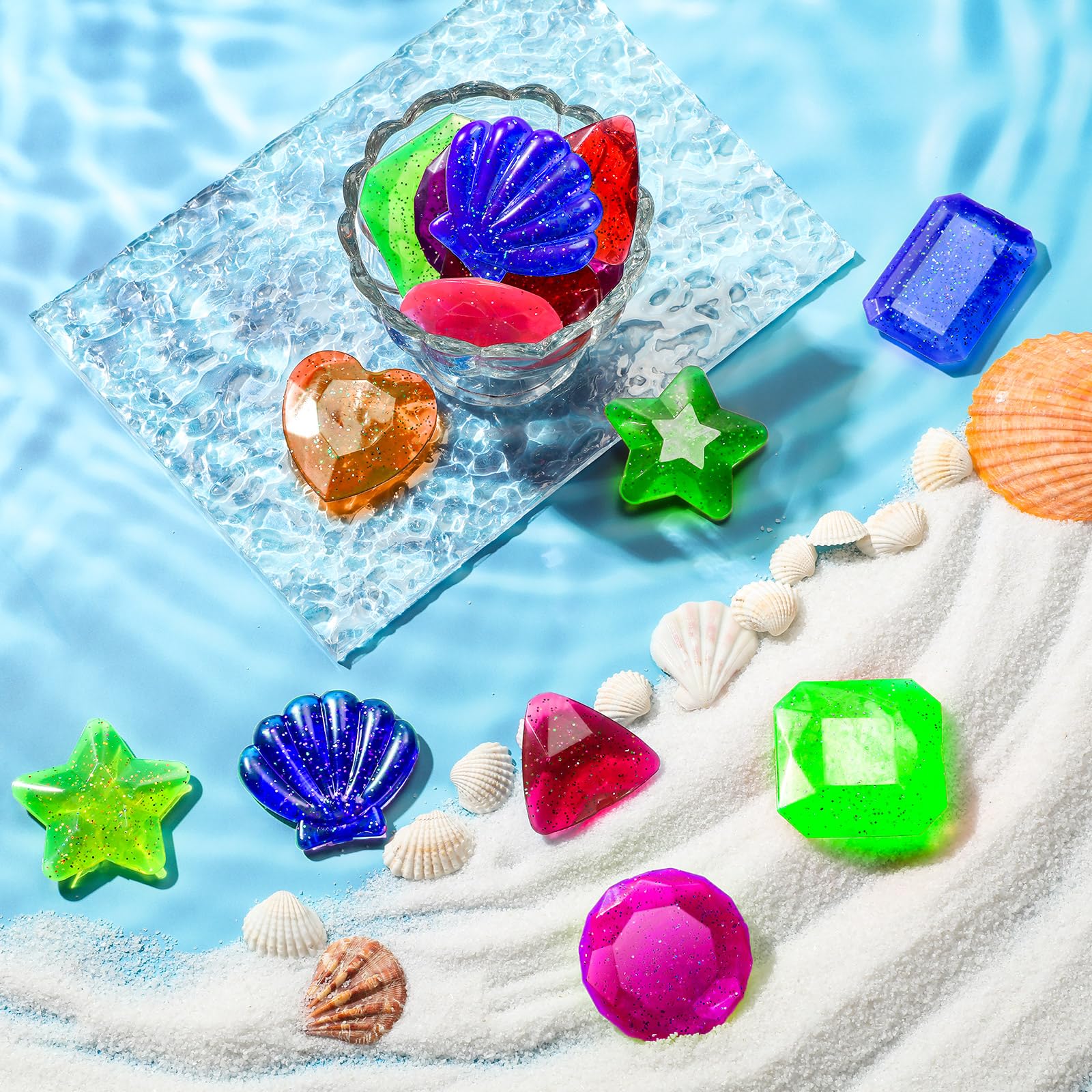 Zhanmai 16 Pack Diving Gems - Bright Sinking Pool Toys for Kids Summer Fun
