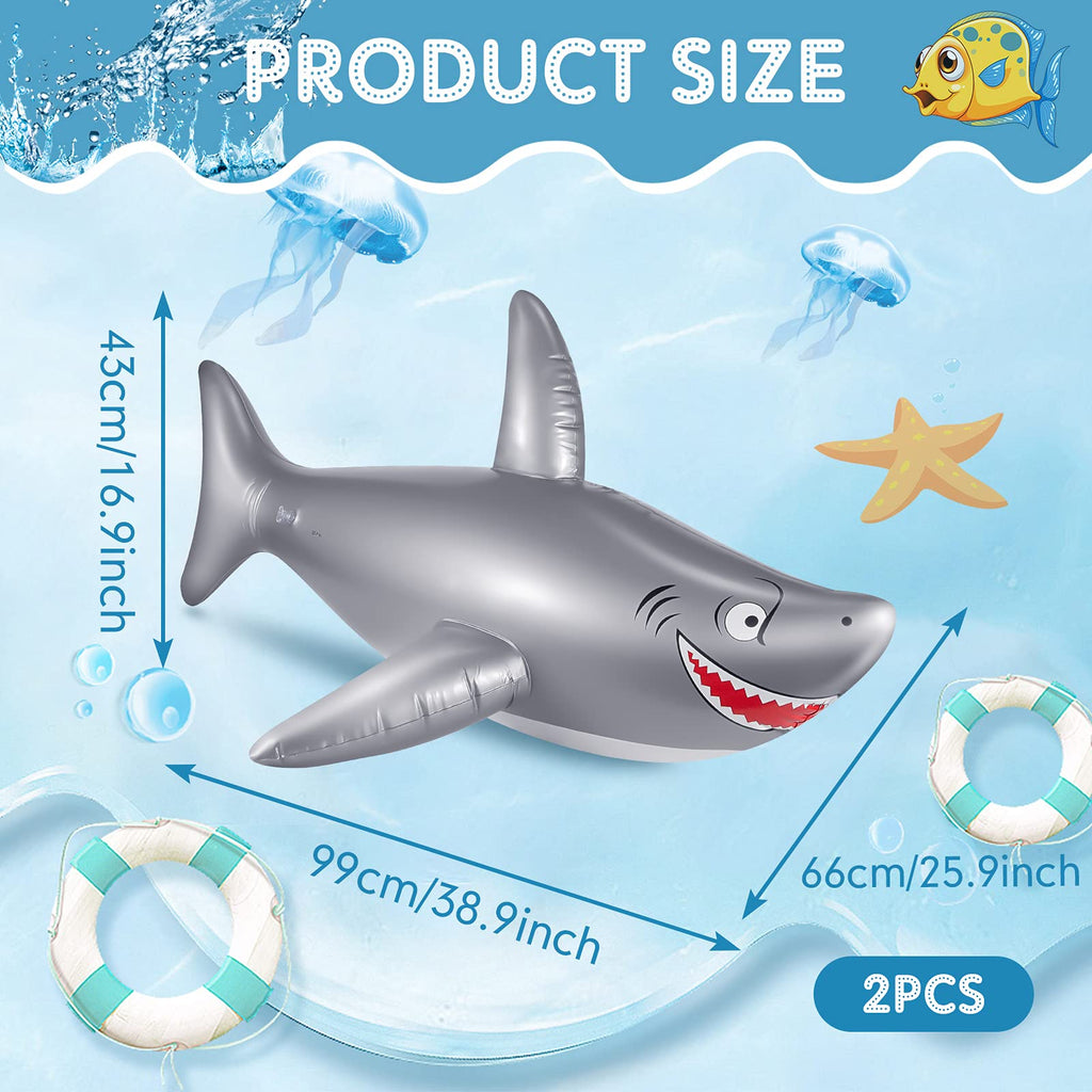 Zhanmai 2 Pack 40 Inch Inflatable Shark Pool Float Toys for Kids Party Decorations