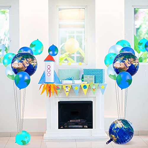 Zhanmai 48-Piece Globe Balloon Set – 8 Foil Planet Balloons & 40 Latex World Map Balloons for Travel, Earth Day, and Party Decorations