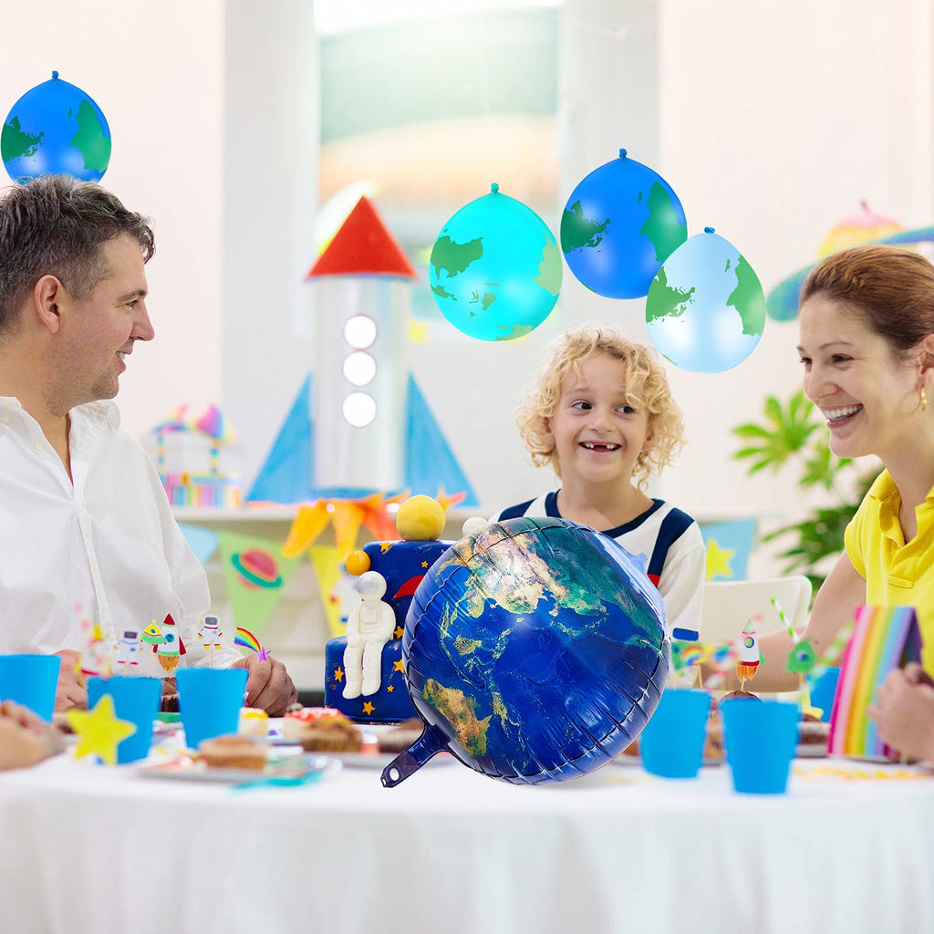 Zhanmai 48-Piece Globe Balloon Set – 8 Foil Planet Balloons & 40 Latex World Map Balloons for Travel, Earth Day, and Party Decorations