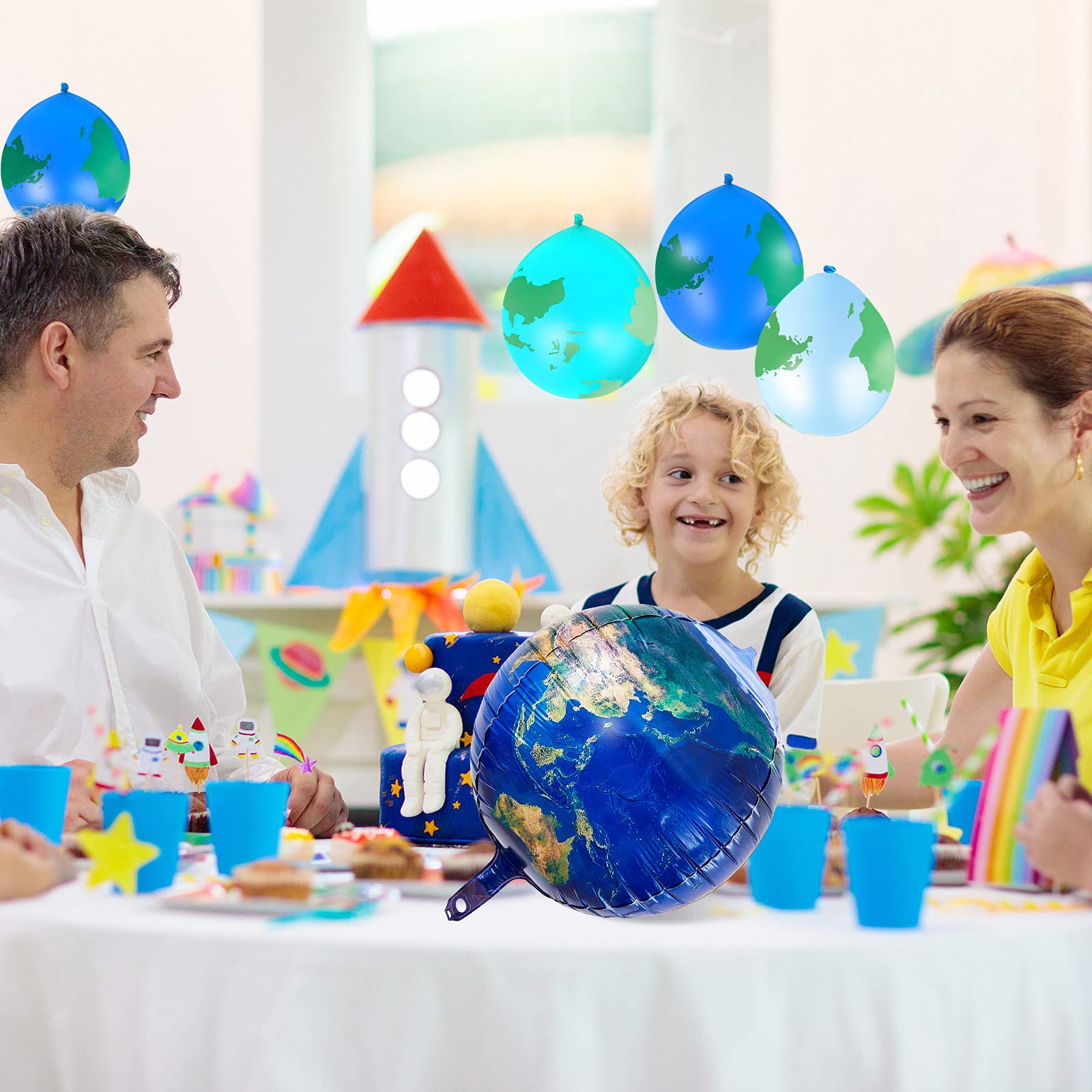 Zhanmai 48-Piece Globe Balloon Set – 8 Foil Planet Balloons & 40 Latex World Map Balloons for Travel, Earth Day, and Party Decorations
