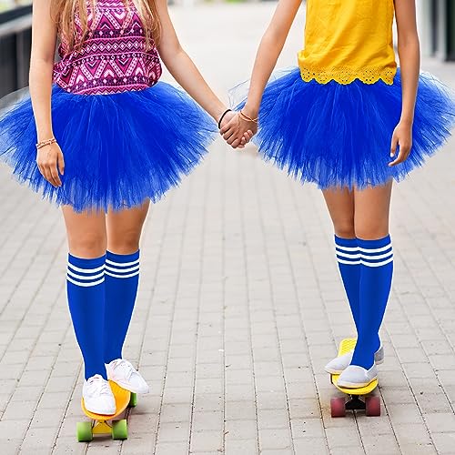 Zhanmai 5 Layered Tulle Tutu Skirt Set for Kids with Striped Tube Socks - Princess Costume for Halloween, Dance, and Fun Runs