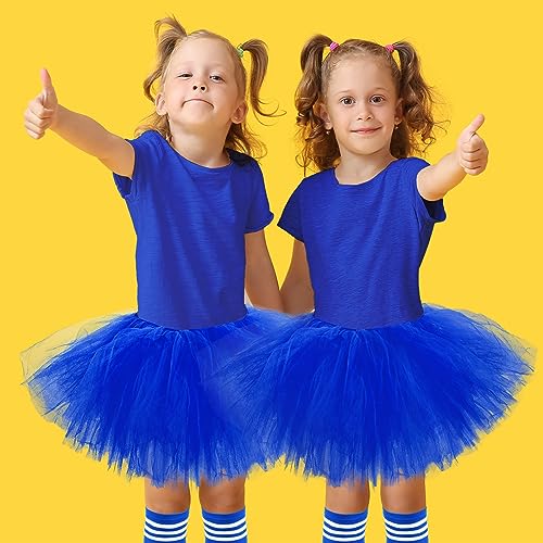 Zhanmai 5 Layered Tulle Tutu Skirt Set for Kids with Striped Tube Socks - Princess Costume for Halloween, Dance, and Fun Runs