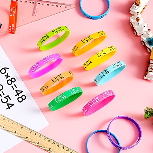 Zhanmai Learn Maths Rubber Bracelets – 72 Silicone Multiplication Facts Bracelets, 12 Colors, Educational Reward for Students