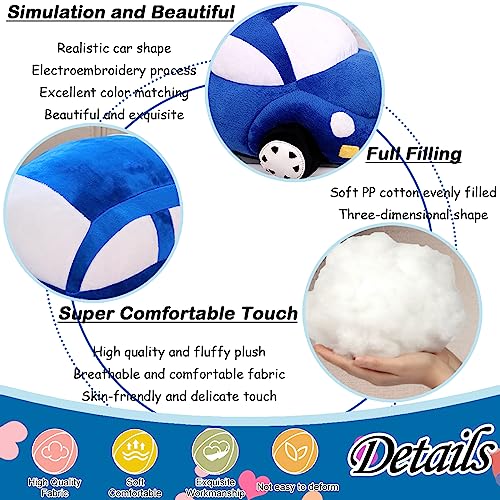 zhidiloveyou 11.8" Blue Car Plush Stuffed Toy - Soft PP Cotton Pillow for Kids and Car Lovers