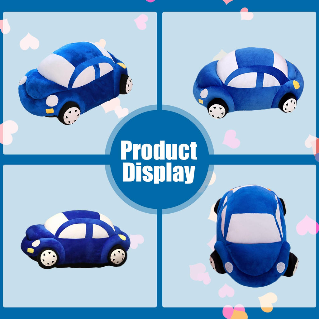 zhidiloveyou 11.8" Blue Car Plush Stuffed Toy - Soft PP Cotton Pillow for Kids and Car Lovers