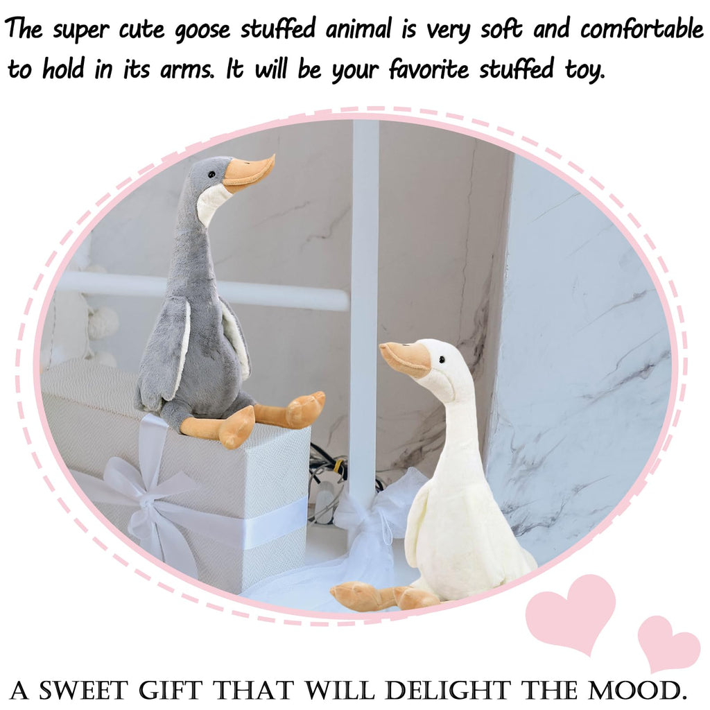 zhidiloveyou 19.7 Inch White Goose Plush Stuffed Animal, Soft Cuddly Swan Toy for Kids and Adults
