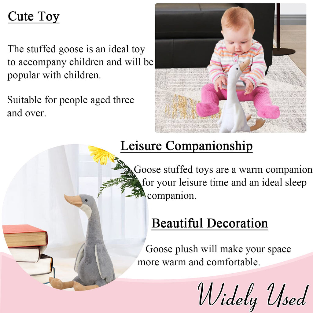 zhidiloveyou 19.7 Inch White Goose Plush Stuffed Animal, Soft Cuddly Swan Toy for Kids and Adults