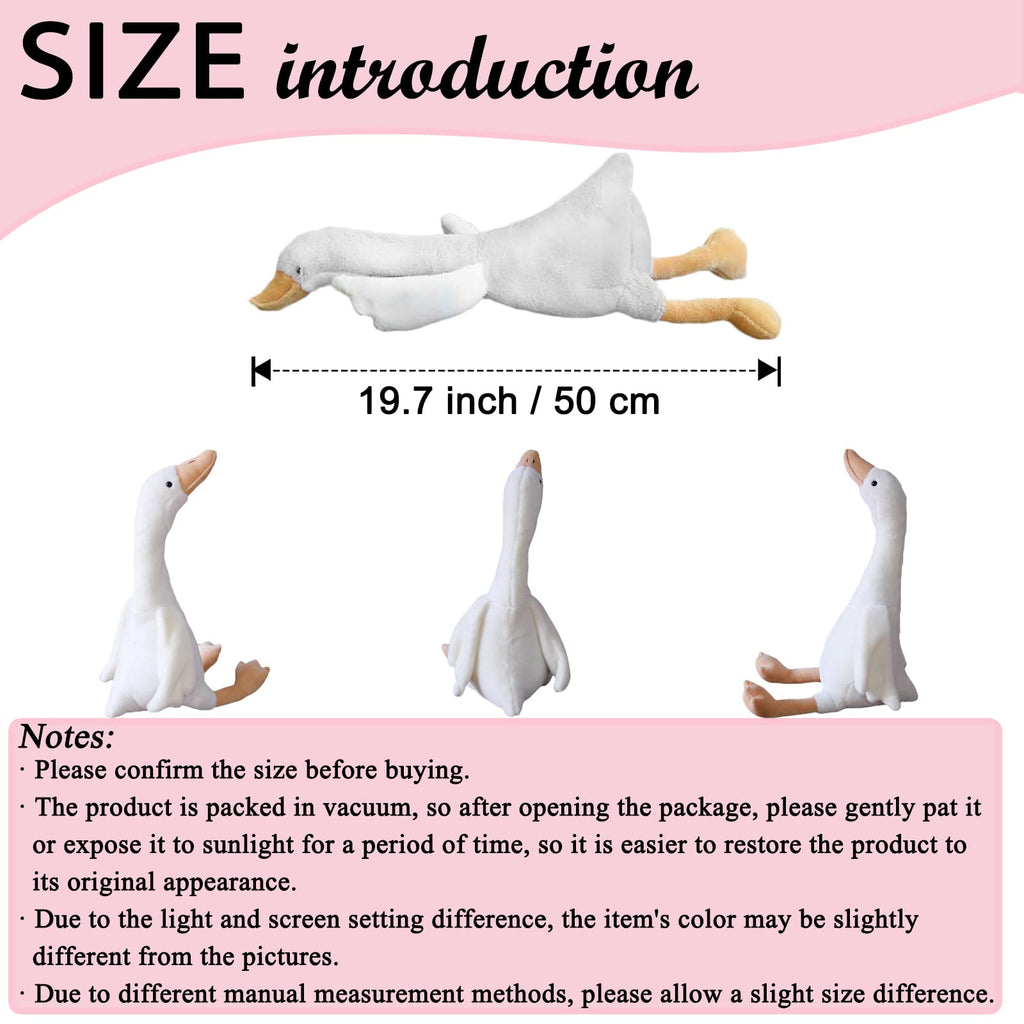zhidiloveyou 19.7 Inch White Goose Plush Stuffed Animal, Soft Cuddly Swan Toy for Kids and Adults