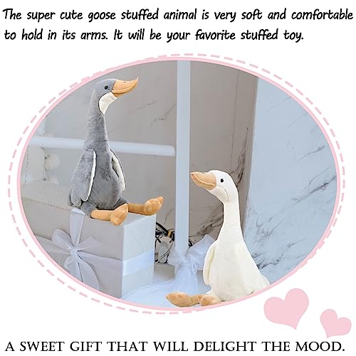 zhidiloveyou 19.7 Inch White Goose Plush Stuffed Animal, Soft Cuddly Swan Toy for Kids and Adults
