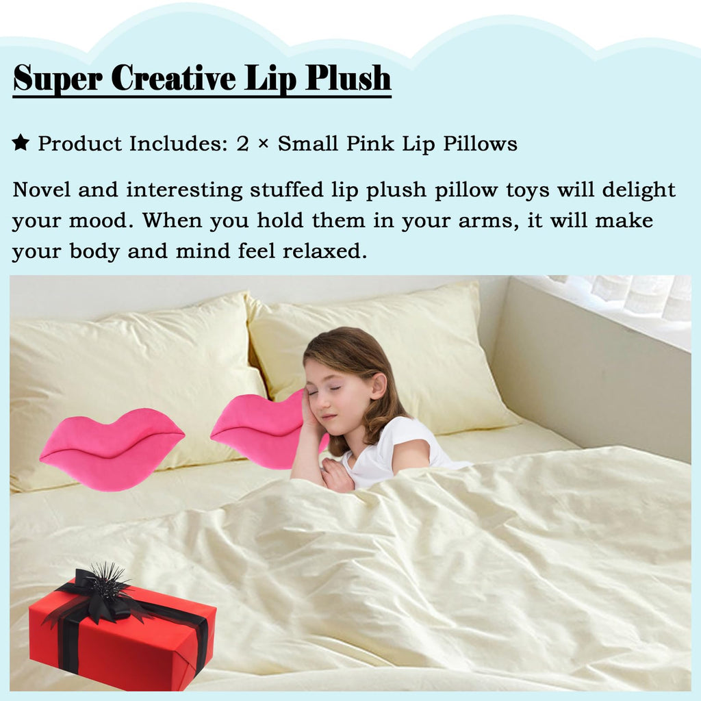 Zhidiloveyou 2 Pack 11 Inch Pink Lip Plush Pillows - Soft Cute Hug Toy and Decorative Cushion