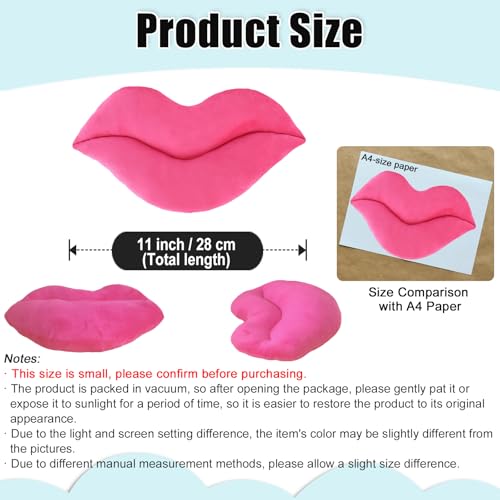 Zhidiloveyou 2 Pack 11 Inch Pink Lip Plush Pillows - Soft Cute Hug Toy and Decorative Cushion