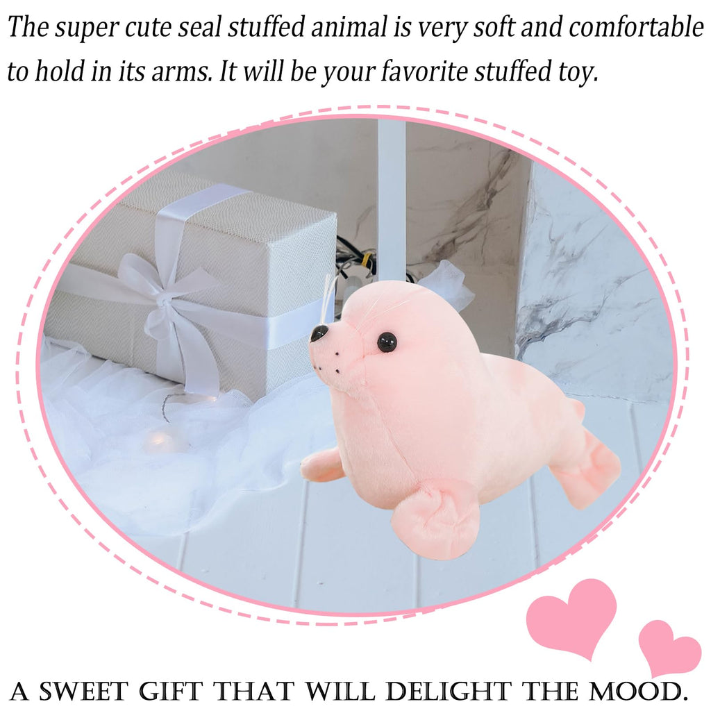 zhidiloveyou Pink Seal Plush Stuffed Animal – 11.8 Inch Cute Kawaii Doll for Kids