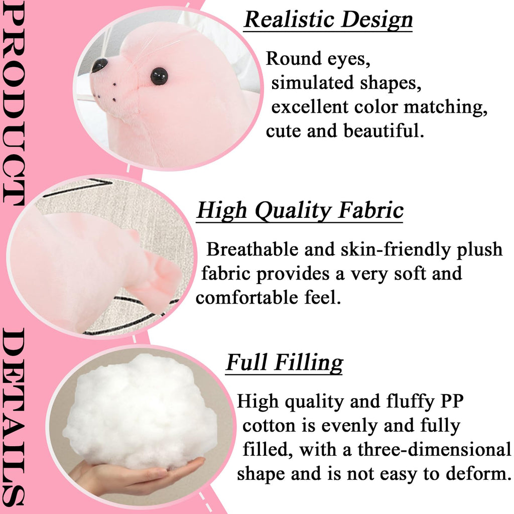 zhidiloveyou Pink Seal Plush Stuffed Animal – 11.8 Inch Cute Kawaii Doll for Kids