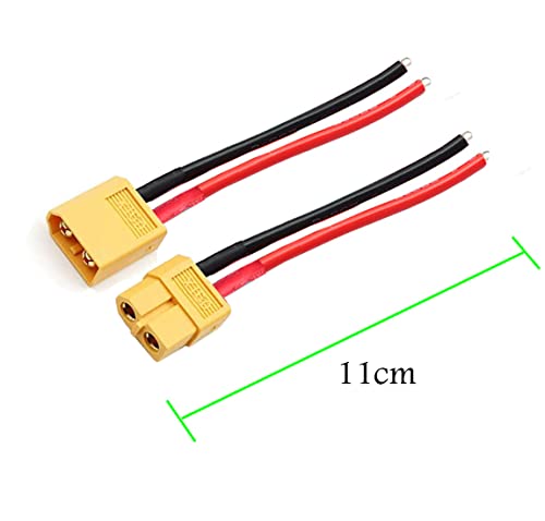 ZHOFONET 5 Pairs XT60 Male Female Pigtail Connectors with 14AWG Silicone Wire 10cm