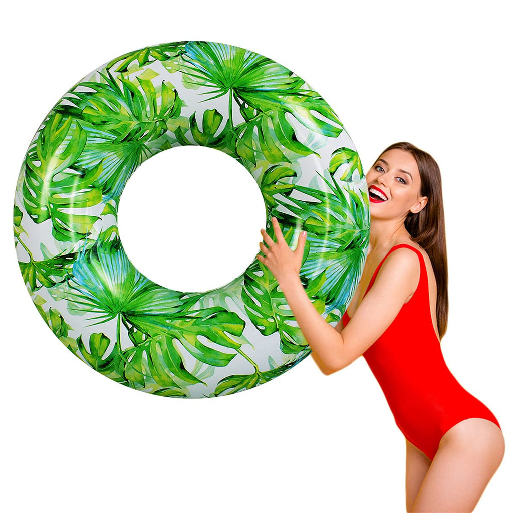 ZHUYNXIR Adult Pool Float – 40 Inch Leaf Swim Ring with Two Handles, Inflatable PVC Beach Tube