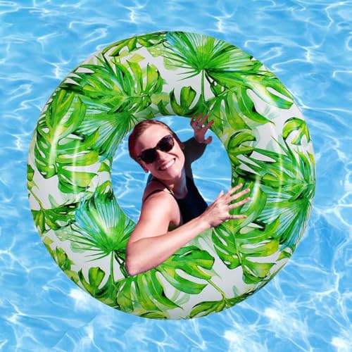 ZHUYNXIR Adult Pool Float – 40 Inch Leaf Swim Ring with Two Handles, Inflatable PVC Beach Tube