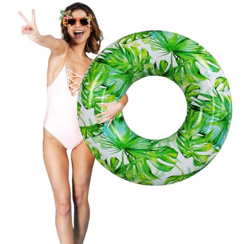 ZHUYNXIR Adult Pool Float – 40 Inch Leaf Swim Ring with Two Handles, Inflatable PVC Beach Tube