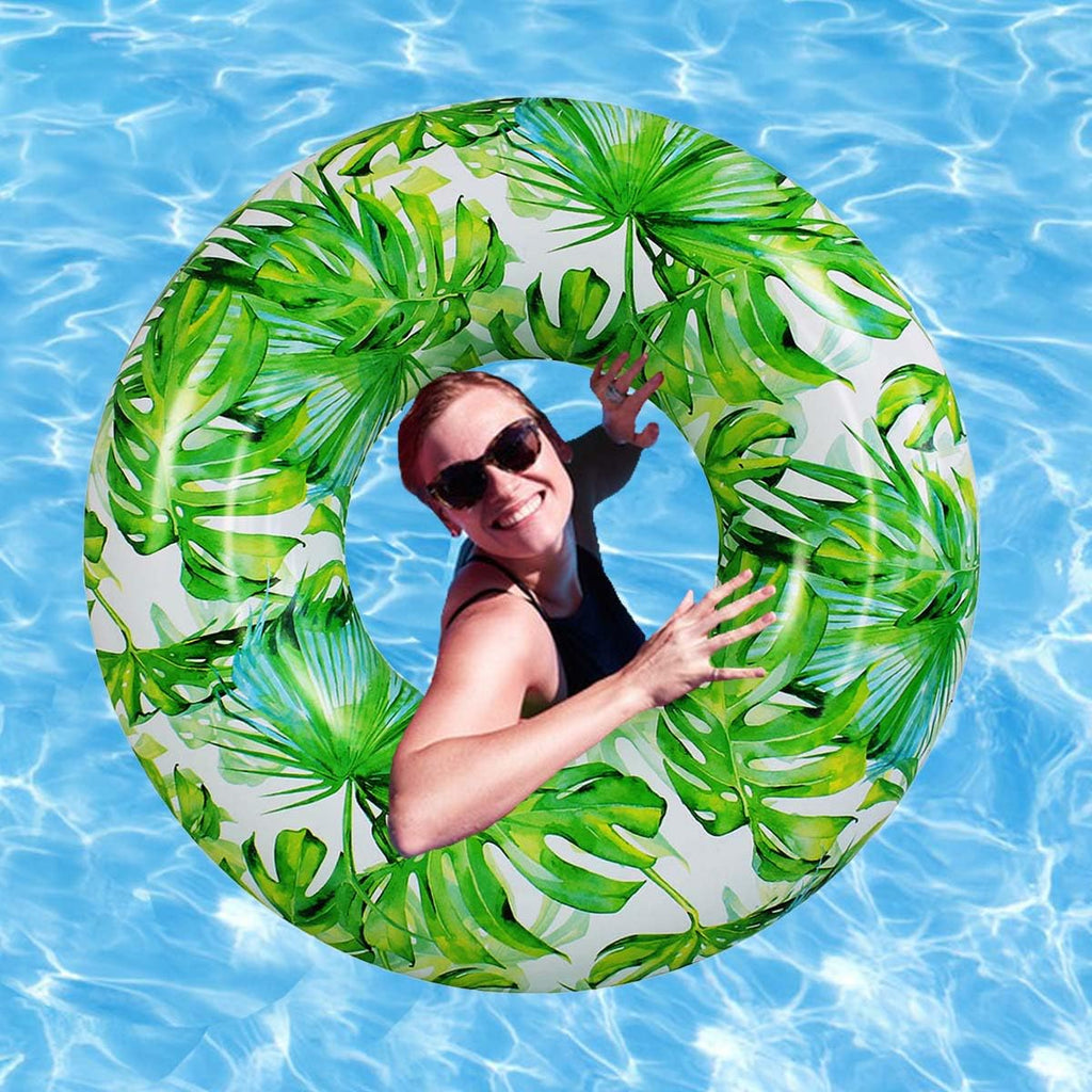 ZHUYNXIR Adult Pool Float – 40 Inch Leaf Swim Ring with Two Handles, Inflatable PVC Beach Tube