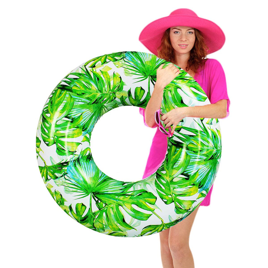 ZHUYNXIR Adult Pool Float – 40 Inch Leaf Swim Ring with Two Handles, Inflatable PVC Beach Tube