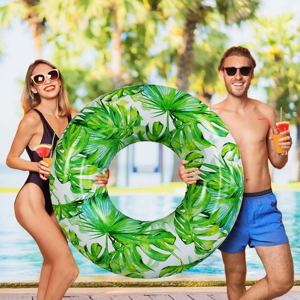 ZHUYNXIR Adult Pool Float – 40 Inch Leaf Swim Ring with Two Handles, Inflatable PVC Beach Tube